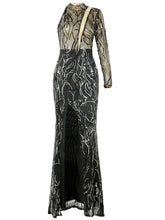 Mock Neck Cut Out Sequin Cocktail Dress